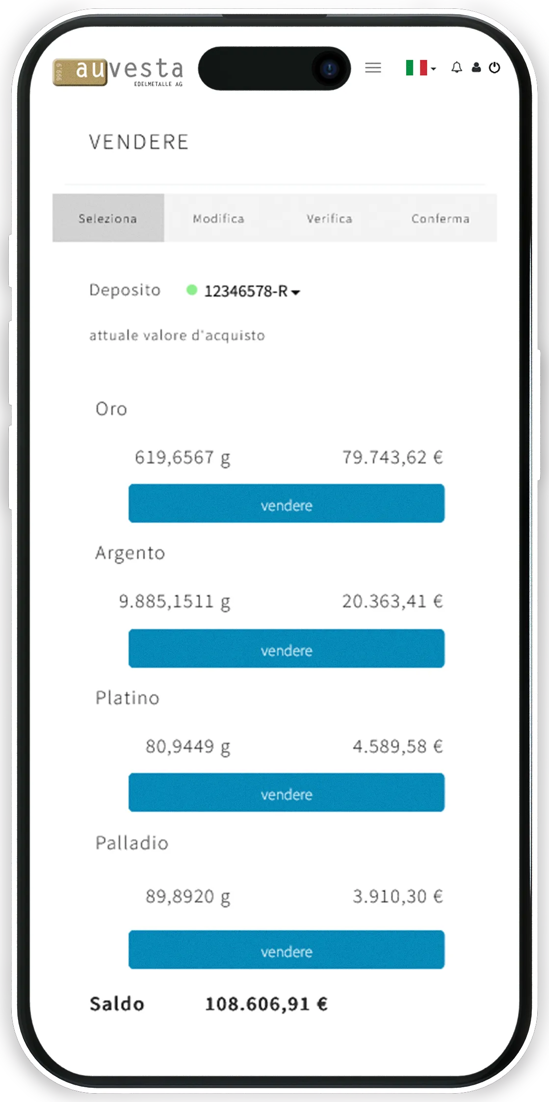 Vendita - Venda online l´oro acquistato online in tutto il mondo senza perdere un centesimo.